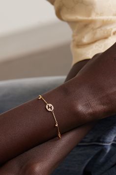 Gucci takes every opportunity to celebrate its illustrious history. This dainty bracelet is crafted from 18-karat rose gold and threaded with namesake 'Interlocking G' links, including a larger one frosted with pavé diamonds. We have the matching necklace in our edit, too. Luxury 14k Rose Gold Bracelet, Gucci Yellow Gold Bracelet For Formal Occasions, Luxury Rose Gold Plated Chain Bracelet, Gucci Elegant Yellow Gold Bracelet, Gucci Fine Jewelry In 14k Gold, Gucci Jewelry With Jubilee Bracelet For Formal Occasions, Gucci Formal Jewelry With Jubilee Bracelet, Gucci Tarnish Resistant Gold Jewelry, Luxury Gucci Chain Bracelet As Gift