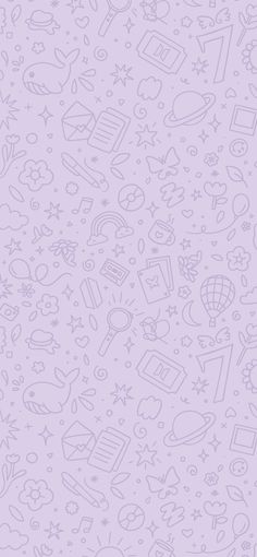 a purple wallpaper with various symbols and shapes on the surface, all in different colors