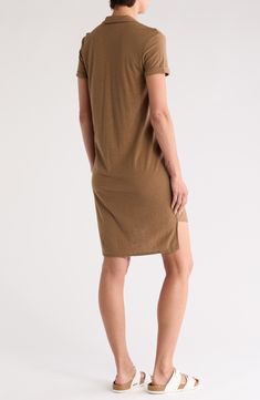 A classic button front shirt dress in a comfortable slubbed knit offers casual style. Spread collar Short sleeves with upturned cuffs Front button closures Solid color High-low hem Unlined 51% cotton, 49% modal Machine wash cold, tumble dry low Imported Model’s stats for sizing: 5’10” height, 34” bust, 27” waist, 35” hips. Casual Solid Knee-length Shirt Dress, Casual Solid Shirt Dress For Daywear, Casual Solid Color Shirt Dress For Fall, Casual Solid Relaxed Fit Shirt Dress, Casual Workwear Dress With Shirttail Hem, Casual Shirt Dress With Shirttail Hem For Work, Casual V-neck Shirt Dress For Fall, Casual Knee-length Shirt Dress, Casual Fall Dresses With Shirttail Hem