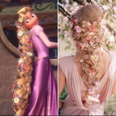 Tangled Quince, Rapunzel Wedding Theme, Rapunzel Theme, Rapunzel Wedding, Tangled Wedding, Hairstyles Elegant, Glam Halloween, Disney Princess Hairstyles, Halloween Hairstyles