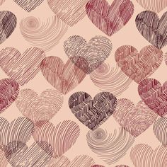 many hearts drawn in different colors on a pink background