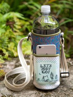 Water Bottle Carrier|Let's Just Go-view 1 Drink Carrier, Drink Cozies, Small Water Bottle, Water Bottle Carrier, Phone Water, Stained Glass Window Hanging, Bottle Carrier, Drink Bottle, Water Bottle Holders