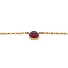 This is part of Chairish’s Fine Jewelry assortment.  This is a beautiful bezel set cabochon garnet pendant on a 14K gold chain. The back of the pendant is marked 14K. It dates from the turn of the century and was made by a Newark maker. Condition is excellent. Classic Yellow Gold Necklaces With Cabochon, Elegant Gold Garnet Cabochon Jewelry, Yellow Gold Garnet Necklaces With Oval Shape, Yellow Gold Oval Garnet Necklace, Yellow Gold Necklace With Oval Cabochon Birthstone, Formal Yellow Gold Garnet Necklaces, Formal Yellow Gold Garnet Necklace, Formal Garnet Round Pendant Necklace, Oval Cabochon Yellow Gold Necklace