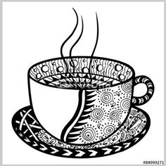 a cup of coffee with steam coming out of it, hand drawn doodle style