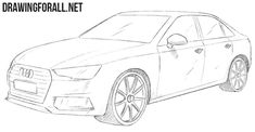 a drawing of an audi car