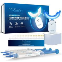 MySmile Pro Teeth Whitening Kit, Remove 10 years of tooth yellow stains in just 7 days. FDA Registered How To Use? Step 1: Please use the 1ml teeth whitening gel first, which can accelerate teeth whitening and remove years of yellow tooth stains Use the 1ml teeth whitening gel and apply whitening gel onto 28-LED teeth whitening light tray from Day 1 to Day 4. Use the 0.5ml teeth whitening gel from Day 5 to Day 7. it is non sensitive for your teeth, which protects your gum from damage. Step 2: Th Teeth Whitner, Teeth Whiting At Home, Mouth Spray, Tooth Cleaning, Teeth Whitening Remedies, Teeth Whitening Gel, Coffee Stain, Effects Makeup, Teeth Whitening Strips