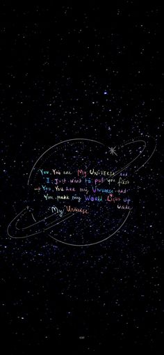 an image of the planets and stars in the night sky with words written on it