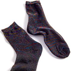 Twinkle Your Toes In These Sheer And Stretchy Socks Woven With Metallic Yarn. - 70% Polyester, 28% Metallic Yarn, 2% Spandex - Hand Wash Color: Black Multi New / Never Used Trendy Party Socks With Stretch, Sparkly Socks, Socks Aesthetic, Glitter Socks, Mesh Socks, Urban Outfitters Accessories, Metallic Yarn, Crew Sock, Book Decor