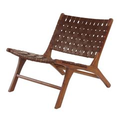 a wooden chair with woven seat padding and backrests on an isolated white background