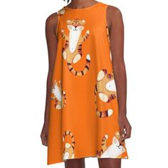 Loose-fit, mid-length sleeveless dress with silky handfeel. Printed on both sides. Machine washable. Size range XS-2XL. Casual Orange Sleeveless Knee-length Dress, Casual Orange Knee-length Sleeveless Dress, Sleeveless Orange Printed Dress, Casual Orange A-line Dress, Orange Printed Sleeveless Midi Dress, Sleeveless Printed Orange Midi Dress, Orange Sleeveless Printed Midi Dress, Casual Orange A-line Sundress, Woven Dress