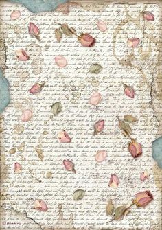 a piece of paper with pink flowers on it and writing in the middle that says love