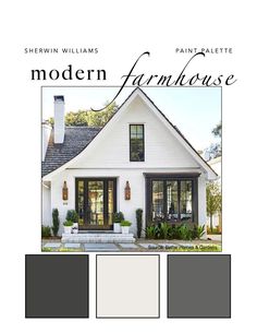 the modern farmhouse house is featured in this magazine, and it's white with black trim