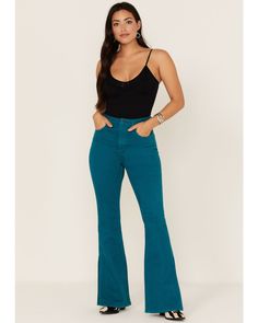 Idyllwind Women's Teal Mid Flare Jeans, Deep Teal Teal Jeans Outfit, Teal Jeans, Inside Out Style, Mid Rise Flare Jeans, Flare Denim Jeans, Deep Teal, Denim Design, Denim Flares, Flare Skirt