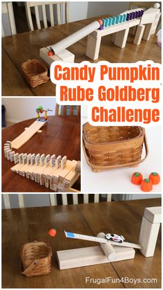 the candy pumpkin rube goldberg challenge is fun for kids