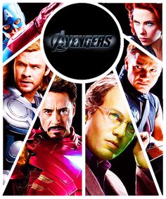 the avengers movie poster is shown with many different characters and their names on it's side