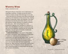 an illustration of a green vase with a ball in it and the words, wystul wine