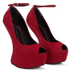 Gorgeous Red Suede Giuseppe Zanotti Heels! Size 37, No Top Strap On This Model As Pictured. Original Price On These Is $1800, They’re On Sale Online For 800 Feel Free To Offer Or Message With Questions! Bundle And Save<3 Bold Evening Heels With Sculpted Heel, Bold Evening Heels With Wrapped Heel, Red Platform Heels For Evening, Red Sole Wedge Heel Evening Shoes, Evening Wedge Heels With Red Sole, Red Fitted Heels For Gala, Formal Wedge Heels With Red Sole, Formal Red-sole Wedge Heels, Red Sole Open Heel Heels For Gala