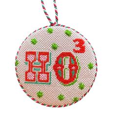 Ho Cubed needlepoint ornament kit for Christmas tree Modern Needlepoint, Victorian Cross Stitch, Cricut Ornaments, Needlepoint Christmas Ornaments, Needlepoint Ornaments, Stitch Guide, Needlepoint Christmas, Navidad Diy, Needle Point