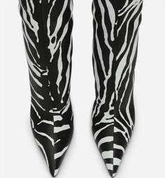 Zebra Pointed Toe Boots / Fashionsarah.com Women Winter Boots, Boots Plus Size, Black Strap Heels, Runway Shoes, Pointed Toe Boots, Toe Boots, Winter Boots Women, Long Boots, Ankle Strap Heels