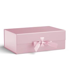 a pink box with a bow on it