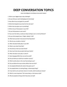 Deep Topics To Write About, Deep Things To Write About, Easy Conversation Starters, Deep Things To Talk About, Topics To Write About Deep, Deep Philosophical Questions, Big Talk Questions, Art Of Conversation