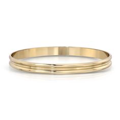 Material: BrassPlating options: 14K Gold + Ecoat or Rhodium (silver) + EcoatMeasures 2.63 inch inner diameter1/4" wide bangle with 2 domes Handcrafted in the US Silver Bangle In 14k Gold, Silver 14k Gold Round Bangle, 14k Gold Polished Cuff Bracelet, 14k Gold Bangle With Shiny Finish, 14k Gold Cuff Bracelet With Polished Finish, Polished 14k Gold Cuff Bracelet, Stackable Formal Cuff Bracelet, Round Cuff Bracelet With Polished Finish For Anniversary, Classic Tarnish Resistant Round Bangle