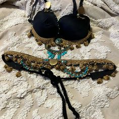 Hand Made With Brass And Turquoise Bra 36b Belt Is Uni Size Turquoise Bra, Branch Frame, Belly Dance Outfit, Dance Outfit, Tree Branch, Dance Outfits, Belly Dance, Ancient Egypt, Egypt