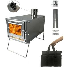 the portable wood burning stove is ready to be used