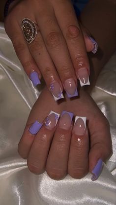 Short Square Acrylic Nails One Color, Purple Back To School Nails, Nail Ideas For 6th Grade, Short Nails Purple Design, Nail Designs For Back To School, Back To School Nails For Teens Square, Gel Nail Designs For School, Begginer Nails Ideas, Simple Royal Blue Nails