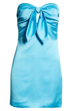 A ruched-and-tied satin bodice elevates this night-out strapless mini. Strapless 100% polyester Dry clean Imported Mini Dresses Formal, 2000s Dress, Dress Reference, Strapless Homecoming Dresses, Bar Outfits, Winter Formal Dresses, Mini Tube Dress, Mini Dress Formal, Twist Top