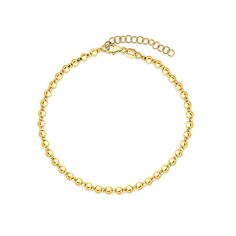 14K Yellow Gold Beaded 8" Bracelet An elegant bracelet that will add beauty and style to your collection. Wear alone or with other bracelets.  Design Information       Approx. 8"L x 1/8"W     14K; yellow gold      Approx. 2.90 grams     Lobster claw clasp     Bead bracelet Gold Single Strand Beaded Bracelets, Elegant Chain Bracelet With Gold Beads, Gold Charm Bracelet With Round Beaded Chain, Gold Charm Bracelet With Beaded Chain And Round Beads, Gold Charm Bracelet With Beaded Chain, 14k Gold Beaded Chain Bracelet, Yellow Gold Beaded Chain Bracelet With Round Beads, 14k Gold Single Strand Bracelet With Round Beads, Yellow Gold Chain Bracelet With Round Beads