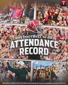 an ad for the football team that is celebrating its attendance record