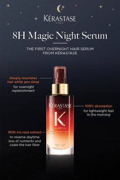 Dry Hair Serum, Kerastase Serum, Serum For Hair, Overnight Hair, Kerastase Hair, Magic Night, Overnight Hairstyles, Night Hairstyles, Silky Smooth Hair