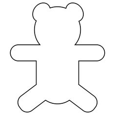 a black and white teddy bear cut out on a white background with the outline for it's head