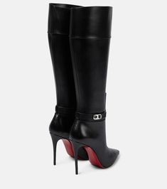 Find CHRISTIAN LOUBOUTIN Lock Kate Botta Leather Knee-high Boots on Editorialist. Lining: leather. Closure: zipped fastening. Sole: leather insole and sole. Made in Italy. Comes with dust bag, Comes with extra heel tips, Comes with a box. Upper: calf leather. Toe shape: pointed toe. Expensive Knee High Boots, High Heels Boots Knee, Black Louboutin Boots, Luxury Boots Women, Botas Louis Vuitton, Boots Elegant, Louboutin Boots, Louboutin Online, Boot Heels