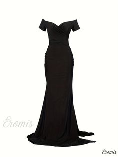 Eromis - Off-Shoulder Maxi Dress with Split Thigh - Sophisticated Bodycon Party Attire for Women Elegant Floor-length Off Shoulder Dress For Night Out, Elegant Floor-length Off-shoulder Dress For Night Out, Off-shoulder Fitted Evening Dress For Formal Occasions, Off-shoulder Fitted Formal Evening Dress, Formal Fitted Off-shoulder Evening Dress, Fitted Off-shoulder Evening Dress For Gala, Fitted Off-shoulder Evening Dress, Off-shoulder Stretch Evening Dress For Prom, Stretch Off-shoulder Evening Dress For Prom