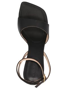 'Julio' leather sandals with ankle strap and square toe. oe. Composition: 100% lambskin Sneaker Wedge, Ankle Straps, Luxury Retail, Beautiful Shoes, Manolo Blahnik, Womens Heels, Black Sandals, High Heel Shoes, Leather Sandals