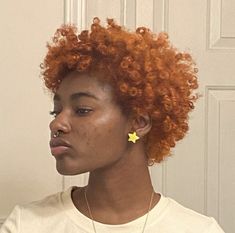 Short Afro Dyed Hair, Women With Short Hair Aesthetic, Short Dyed Curly Hair, Short Ginger Hair Black Women, Ginger Natural Hair Black Women, Dyed Short Natural Hair, Hair Ideas For Women, Big Chop Natural Hair, Short Dyed Hair