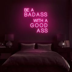 'Be A Badass With A Good Ass' Neon Sign Glitzy, glamorous, stylish; these are just a few of the characteristics that helped pivot neon into its iconic status. From South Beach to Las Vegas to London and across the globe neon signs quickly became the forefront in advertising the latest and greatest in entertainment as e Baddie Neon Sign, Room Inspo Aesthetic Baddie, Neon Room Signs, Baddie Aesthetic Bedroom Ideas, Money Vibes Aesthetic, Room Inspo Baddie, I Licked It So It's Mine, Neon Gas, Neon Artwork