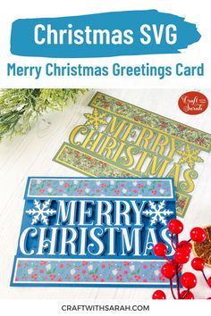 two christmas cards with the words merry christmas svg on them