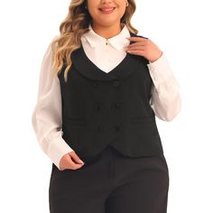 A plus-size brand inspired by the needs of its customers. It can match you to various occasions, with the proper tailoring to show your perfect curve and the comfortable fabrics enable you to have a pleasant experience. The classic waistcoat features the same fabric to the back and front, as well as functional real pockets. The unique vest is fully lined with qualified material and has been designed to create a professional look straight off the catwalk. It also can be used as a dress Suit dress Plus Size Waistcoat, Womens Suit Vest, Unique Vest, Black Suit Vest, Perfect Curves, White Shirts Women, Plus Size Brands, Suit Dress, Dress Suit