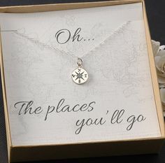 a necklace with the words oh, the places you'll go written on it