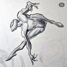 a pencil drawing of a man in motion