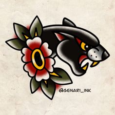 an animal with flowers on it's head and the word gennari ink