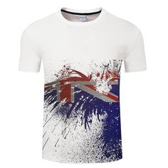 We have created a 3D-printed t-shirt with the Australian flag on it. The Australian flag is made up of three colors: blue, white, and red. The Australia Flag 3D T-Shirt is made of cotton material and has a 3D print on the front. This t-shirt is the ideal way to show your patriotism and fondness for your country! Additional Information: Collar: O-Neck Sleeve Length: Short Sleeve Style: Regular Material: 82% Cotton/18% Polyester Pattern Type: Print White American Flag T-shirt For Independence Day, White T-shirt With American Flag For Independence Day, White Short Sleeve T-shirt With Flag Print, Independence Day Blue T-shirt With Flag Print, White Crew Neck T-shirt With Flag Print, White Graphic Tee With Flag Print, Patriotic White T-shirt With American Flag, White Flag Print T-shirt For 4th Of July, Patriotic White Top With Sublimation Print