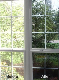 two windows that have been painted white with the same color as each window pane