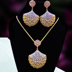 White Gold Plated Jewelry Sets For Party, Multicolor Gold Plated Jewelry For Wedding, Multicolor Gold-plated Jewelry For Wedding, White Plated Wedding Jewelry, Multicolor Fine Jewelry For Party, Elegant Multicolor Jewelry Sets For Weddings, Gold Filigree Jewelry With Cubic Zirconia, Gold Filigree Cubic Zirconia Jewelry, Multicolor Cubic Zirconia Jewelry For Celebration