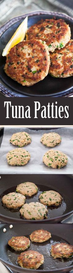 some food is being cooked in a pan on the stove and then fried tofu patties