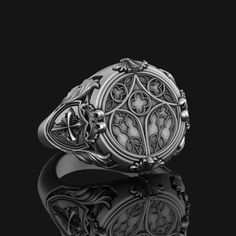 Silver Religious Cathedralic Symbol Ring - Christianity Jewelry, Elegant Faith Ring, Unique Religious Gift Embrace the profound beauty of faith with our Silver Religious Cathedralic Symbol Ring. This elegant piece of Christianity jewelry features intricate cathedral-inspired designs, symbolizing spiritual strength and divine architecture. Crafted from high-quality silver, this ring is perfect for those who cherish their faith and appreciate religious symbolism. Ideal as a unique religious gift o Warrior Ring, Spiritual Strength, Gothic Earrings, Christian Devotions, Jewelry Elegant, Signet Rings, Bling Rings, Ring Unique, Religious Gifts