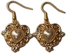 Hot Springs National Park, Earrings Aesthetic, Golden Heart, Dream Clothes, Rococo, Hot Springs, Heart Earrings, Christmas List, Vintage Earrings